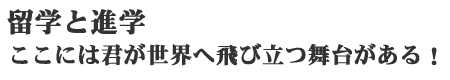 留学と進学、ここには君が世界へ飛び立つ舞台がある！
